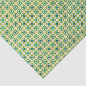 Papier Mousseline Motif géométrique vert et bleu (Détail)
