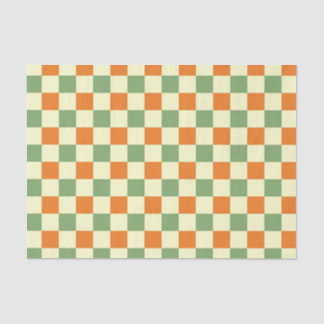 Papier Mousseline Motif Gingham à carreaux vert orange marron
