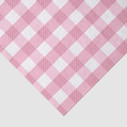 Papier Mousseline Motif Gingham Classique Rose et Blanc
