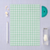 Papier Mousseline Motif Gingham Vert Pastel Mignon (Artisanat)