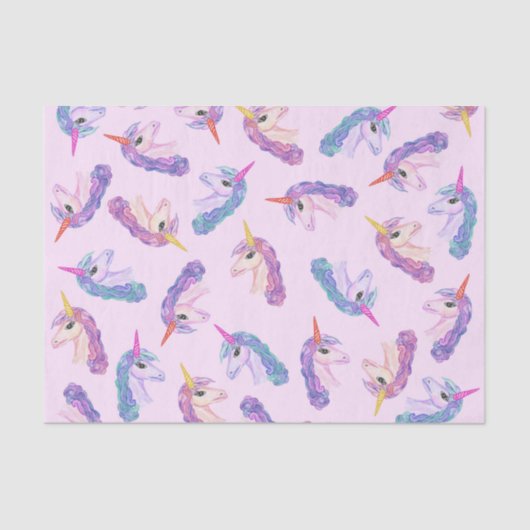 Papier Mousseline Motif Girly de licornes d'aquarelle dans le (Recto)