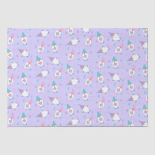 Papier Mousseline Motif Gnome de Pâques violet rose bleu