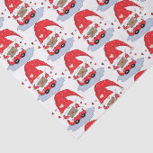 Papier Mousseline Motif gnome rouge avec papier de tissu cardiaque (Détail)