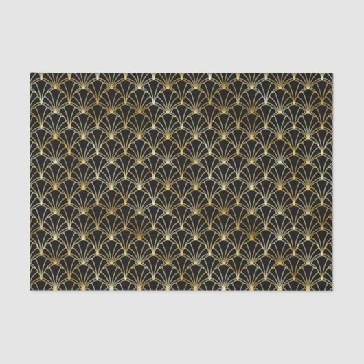 Papier Mousseline Motif Gold et Black Art Déco (Recto)
