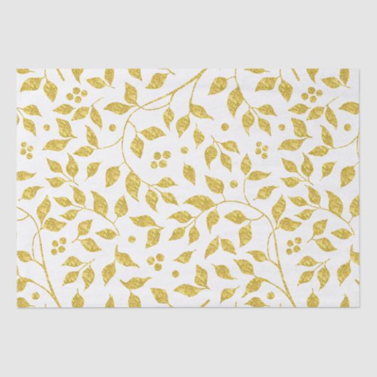 Papier Mousseline Motif Gold Leafs (Recto)