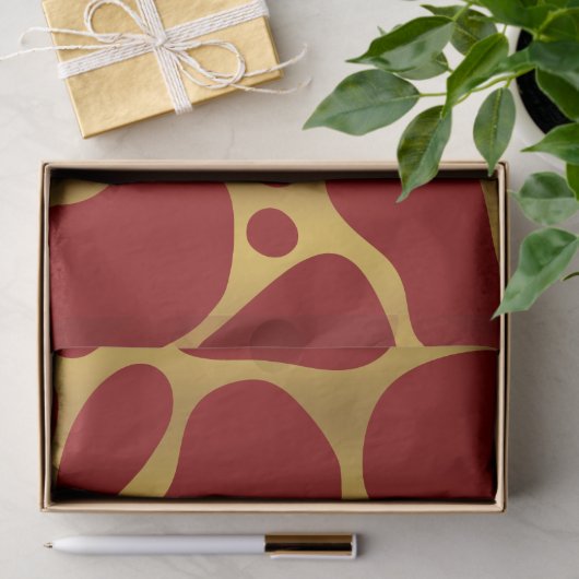 Papier Mousseline Motif Gold & Red Giraffe (Cadeau)