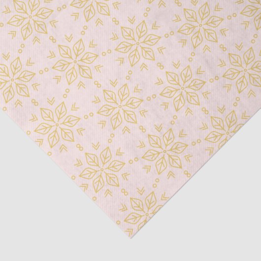 Papier Mousseline Motif Gold Snowflake sur rose (Détail)