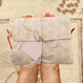 Papier Mousseline Motif Gold Snowflake sur rose