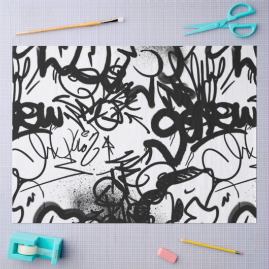 Papier Mousseline Motif Graffiti (Artisanat)