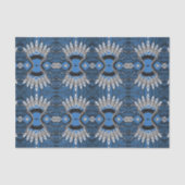 Papier Mousseline Motif graphique Boho Blue Feather (Recto)