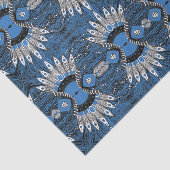 Papier Mousseline Motif graphique Boho Blue Feather (Détail)