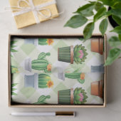Papier Mousseline Motif Green En vichy Cactus (Cadeau)