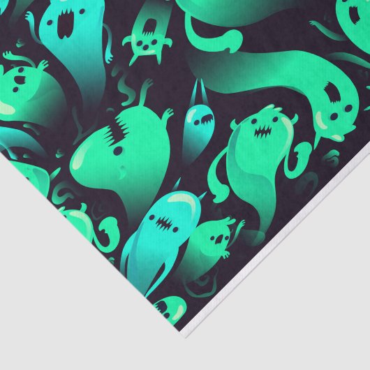 Papier Mousseline Motif Green Neon Ghost (Détail)