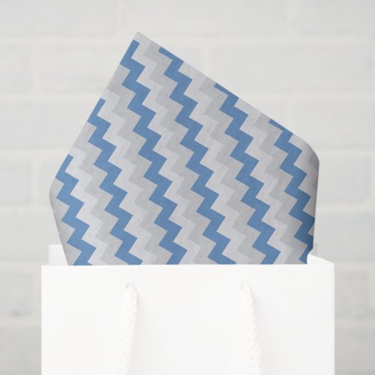 Papier Mousseline Motif gris-clair et bleu de Chevron (Sac cadeau)