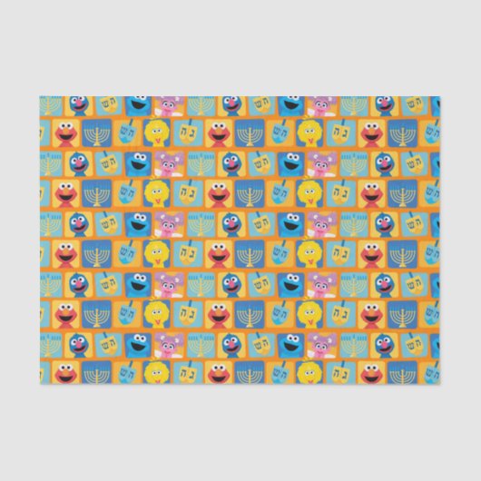 Papier Mousseline Motif Hanoukka de Sesame Street (Recto)