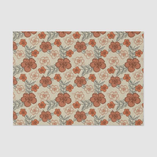 Papier Mousseline Motif hawaïen Brown de ketmie (Recto)