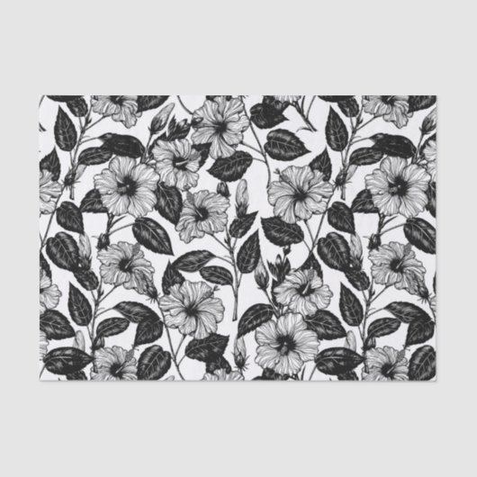 Papier Mousseline Motif Hibiscus (Recto)