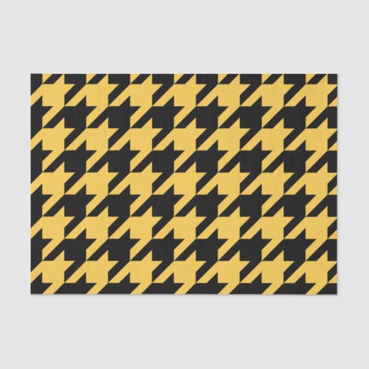 Papier Mousseline Motif Houndstooth noir et jaune (Recto)