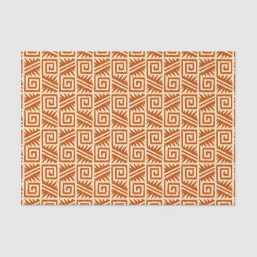 Papier Mousseline Motif Ikat Aztec - Mandarin et orange clair (Recto)