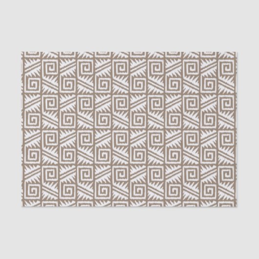 Papier Mousseline Motif Ikat Aztec - Taupe Tan et Crème (Recto)
