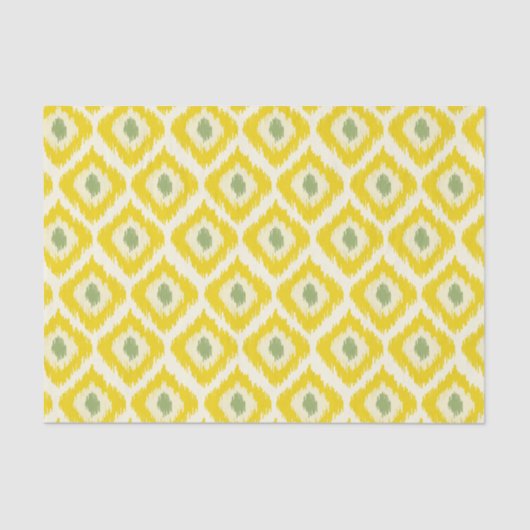 Papier Mousseline Motif Ikat Diamant Jaune (Recto)