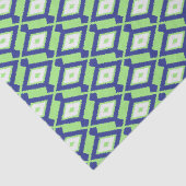 Papier Mousseline Motif Ikat - Vert, Indigo Bleu et Blanc (Détail)