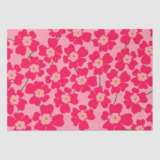 Papier Mousseline Motif Imaginaire rose magenta (Recto)