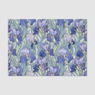 Papier Mousseline Motif iris bleu chic