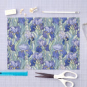 Papier Mousseline Motif iris bleu chic (Artisanat)