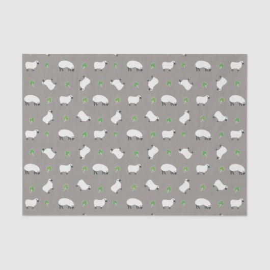 Papier Mousseline Motif irlandais de shamrock et de moutons (Recto)