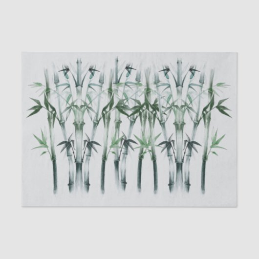 Papier Mousseline Motif japonais de bambou vert dédécoupage (Recto)