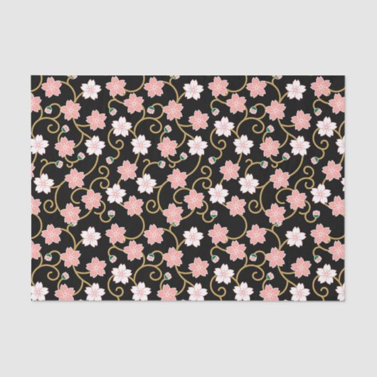 Papier Mousseline Motif japonais de fleurs de cerisier (Recto)