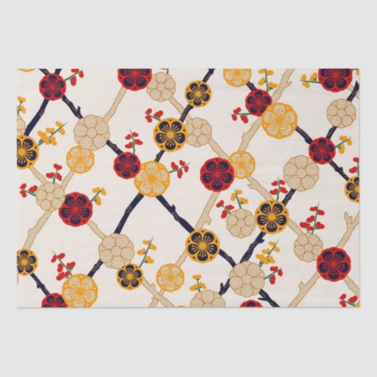 Papier Mousseline Motif japonais en fleurs de prune (Recto)