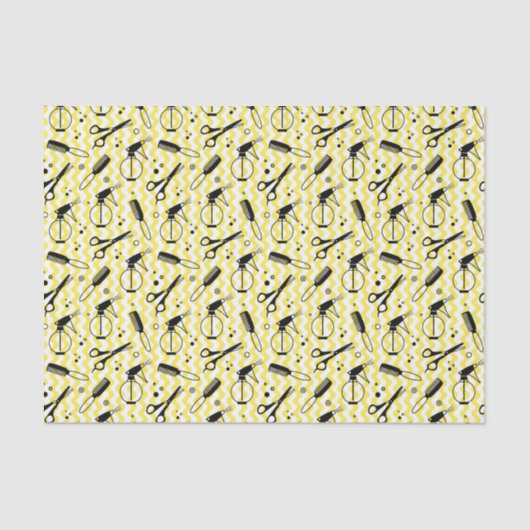 Papier Mousseline Motif jaune d'outil de coiffeur (Recto)