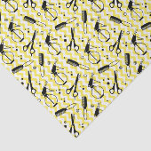 Papier Mousseline Motif jaune d'outil de coiffeur (Détail)
