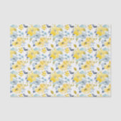 Papier Mousseline Motif jaune et bleu d'aquarelle (Recto)