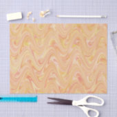 Papier Mousseline Motif jaune orange marbling (Artisanat)