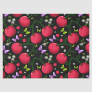 Papier Mousseline Motif joli papillon Cerise, Fruit Kawaii brillant