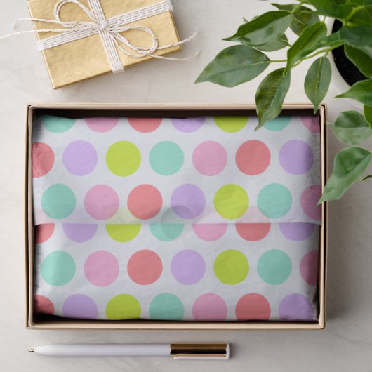 Papier Mousseline Motif jolis points pastel doux (Cadeau)