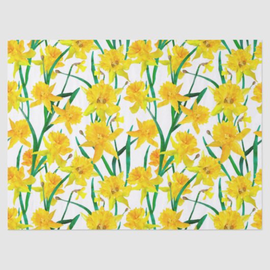 Papier Mousseline Motif jonquille jaune (Recto)