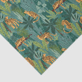 Papier Mousseline Motif jungle léopard Fond vert (Détail)