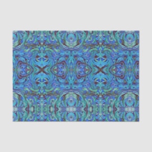 Papier Mousseline Motif Kaleidoscope en Blues Cool Turquoise et vert