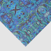 Papier Mousseline Motif Kaleidoscope en Blues Cool Turquoise et vert (Détail)