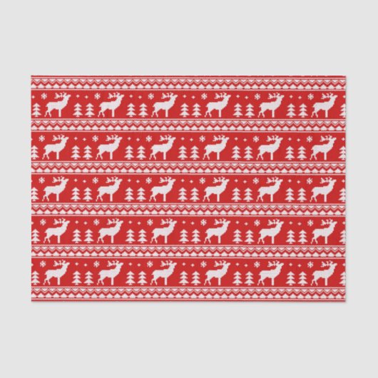 Papier Mousseline Motif laid blanc rouge de chandail de Noël (Recto)