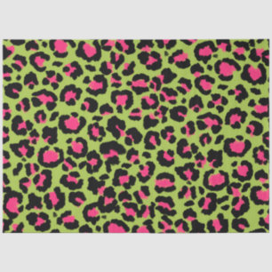 Papier Mousseline Motif léopard en framboise sur Lime Green
