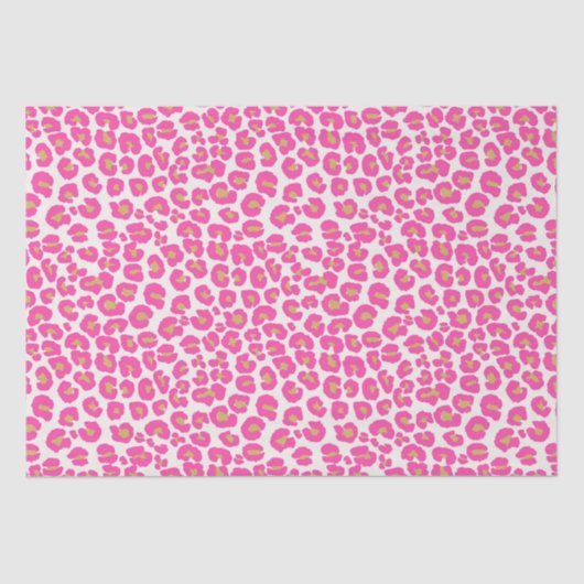 Papier Mousseline Motif léopard rose chaud (Recto)