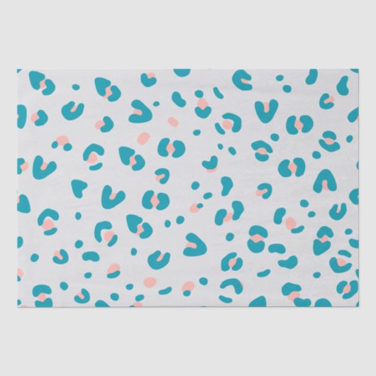 Papier Mousseline Motif léopard rose et bleu (Recto)
