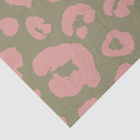 Papier Mousseline Motif léopard vert et rose (Détail)