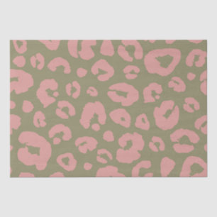 Papier Mousseline Motif léopard vert et rose