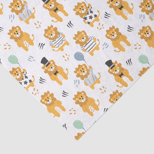 Papier Mousseline Motif Lion mignon | Blanc (Détail)
